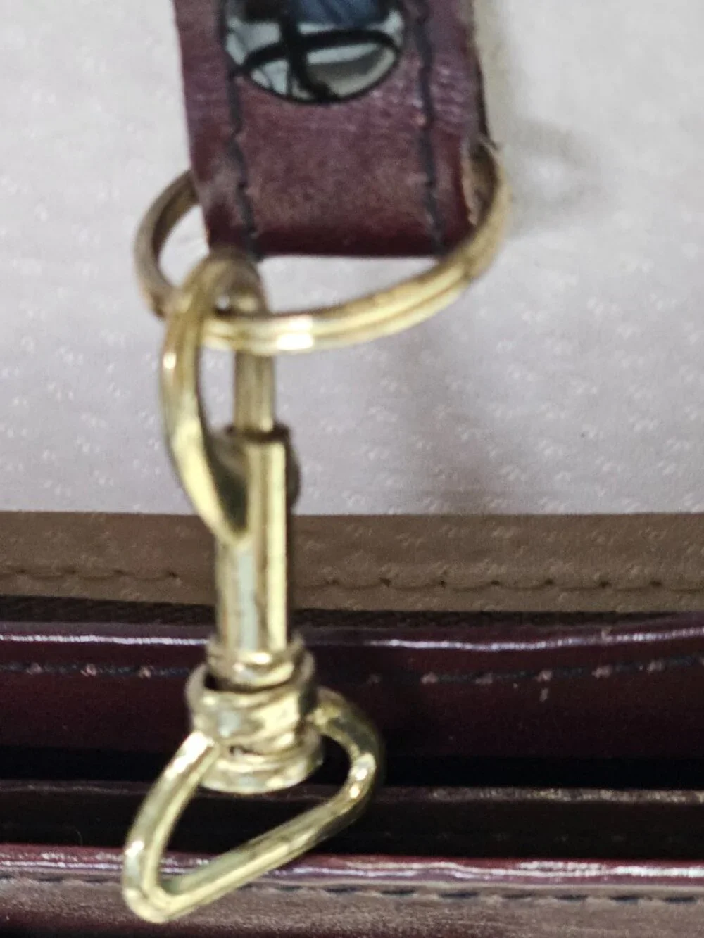 Brown leather Attache Briefcase Bag Jourdon Lock Hard Ware Gold Metallic Brase